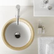 LAVABO SOLID SURFACE CON MADERA
