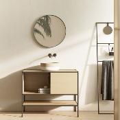 LAVABO SOLID SURFACE CON MADERA